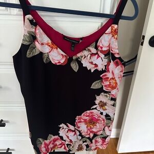 White House Black Market Black and Pink Floral Camisole